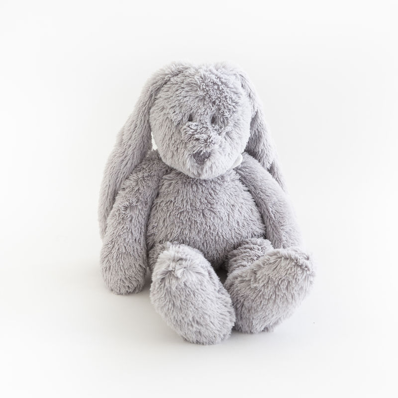  flor lapin peluche gris clair noeud blanc 25 cm 